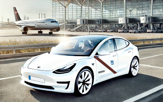 Viaja en tesla al aeropuerto de madrid en taxi premium